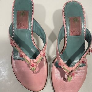 Lilly Pulitzer vintage Pink and light blue Sandals with Classic Design y2k